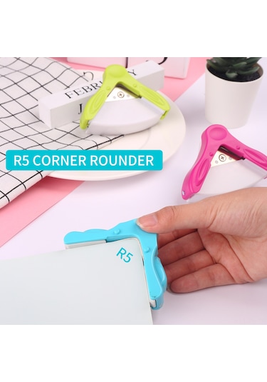 Vkemall Mavi Mini Taşınabilir Köşe Kesici - 5mm Yarıçaplı Fotoğraf Kartvizit Köşe Yuvarlatıcı Aleti
