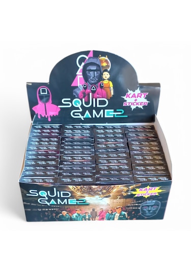 Squid Game 48 Kutulu Oyun Kartları Toplam 288 Kart 48 Stickers