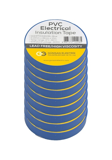 Günsan Mavi Elektrik İzolasyon Bandı 10 Adet