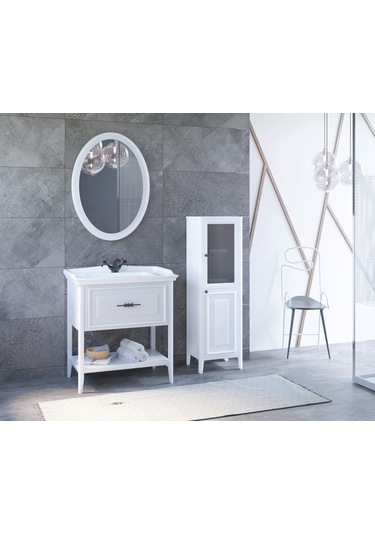 Denko Öykü 80 Cm Beyaz Banyo Dolabı Takımı Ve Boy Dolabı Beyaz