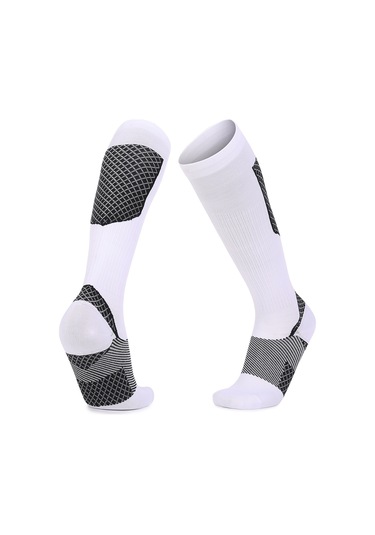 Folinda Unisex Spor Çorapları, Orta Boy, Kompresyon Desteği, Nefes Alıcı, Nem Emici, Futbol Koşu Yürüyüş İçin, Beyaz Siyah, Tek Çift Beyaz Siyah