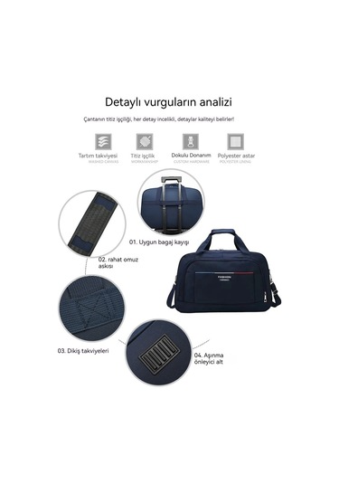 Büyük Kapasiteli Seyahat Seyahat Taşınabilir Bagaj Çantası Eğlence Spor Çantası MAvi Mavi