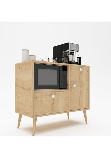 Floradesign Fresh Kahve Köşesi / Çok Amaçlı Dolap / Airfryer Dolabı / Mutfak Organizeri Meşe