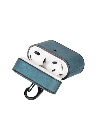 Toyigoo Toyigoo Casquet Apple Airpods 3.nesil Uyumlu Deri Kılıf Aa32 Mavi