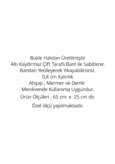 Oval Bukle Halıdan Alınlıklı Basamak Ve Merdiven Paspası 16'lı - Bej Null