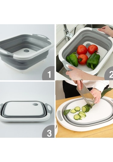 Buffer Katlanabilir Süzgeçli Kesme Tahtası ve Badya