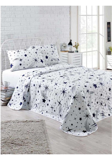 Kapitone Yatak Örtüsü Seti Tek Kişilik Halley Beyaz