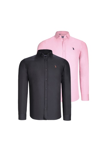 İkili Set G725 Dewberry Erkek Gömlek-siyah-pembe Siyah-pembe