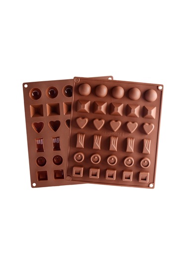 Moveevo Kahve Rengi 30 Farklı Şekil Silikon Kalıp - Yemek Dereceli, Anti Yapışkan, Fırın/mikrodalga Uyumlu Baking & Dondurma Kalıbı Çok Renkli