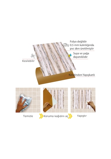 Tink Kendinden Yapışkanlı Mermer 17 Desenli Pvc Karo 30x30 Cm