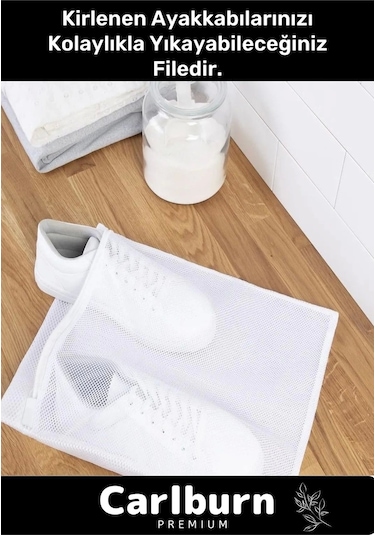 Premium Serisi Özel Fermuarlı Koruyucu Leke Çıkartıcı Ayakkabı Çamaşır Yıkama Torbası Filesi 2 Adet