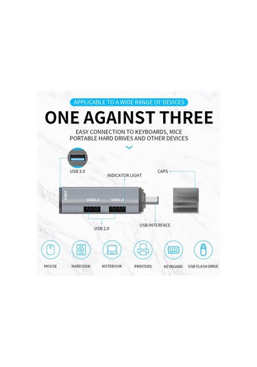 Apera BN10 Macbook ve Android İçin 3in1 Alüminyum Type-C to Adaptör