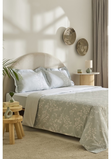 Kaşmir Home Fancy %100 Pamuk Çift Kişilik Nevresim Takımı Mint Mint