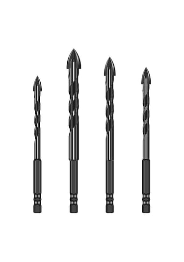 Yunboo 10'lu Karbür Matkap Ucu Seti - Dört Kenarli, Cam/seramik Delici, Hızlı Kesim, Altıgen Sap, Li-poly/el/stahta Matkap Uyumlu