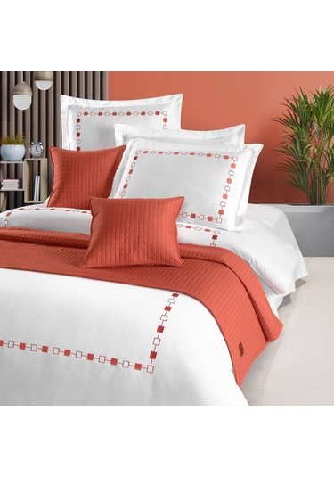 Pasioni Saten Elegante Mercan Nakışlı Çift Kişilk Nevresim Takımı Mercan