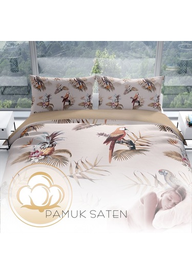 Cattleya Parland 3D Pamuk Saten Çift Kişilik Nevresim Takımı
