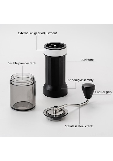 Novahub 40 Kademeli Kahve Değirmeni - Paslanmaz Çelik, Kaymaz Beyaz Beyaz