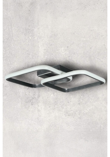 Kira Gri Renk Salon - Mutfak - Hol Beyaz Led 2 Li Avize Gri