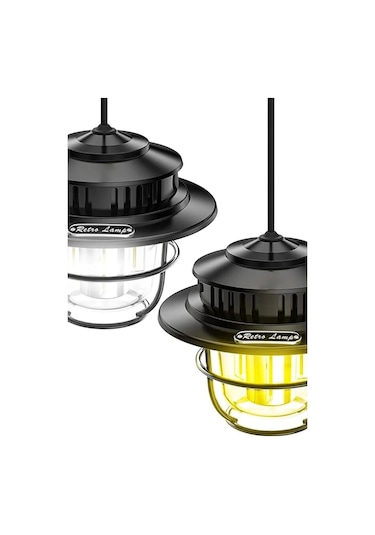 Taşınabilir Retro Fener Su Geçirmez Dış Mekan Güçlü Led Kamp Bahçe Feneri Dekor