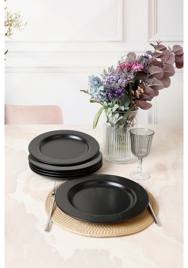 Keramika Mat Siyah İyonya Servis Tabağı 26 Cm 6 Adet 956 Siyah