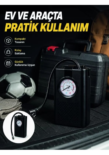 Taşınabilir Araç Hava Pompası Analog Manometreli Lastik Şişirme Pompası Renkli