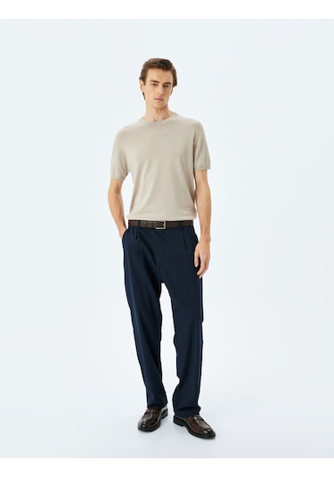 Koton Regular Fit Bisiklet Yaka Viskon Basic Kısa Kollu Triko Tişört Bej 5sam70022ht Ekru