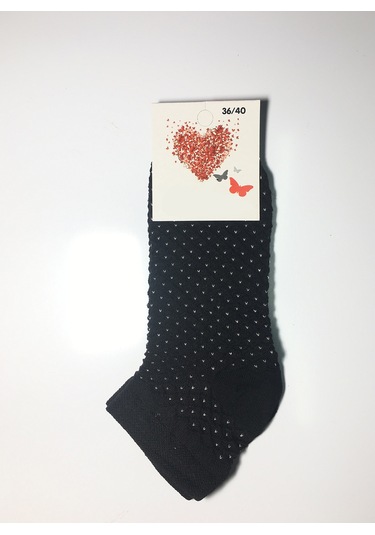 12 Çift Desenli Kadın Patik Çorap 16pat Beyaz - Füme - Siyah