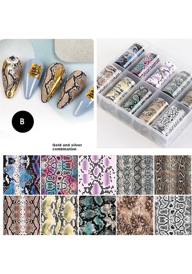 Yılan Leopar Desenli Tırnak Folyoları, Hayvan Baskı, Transfer Etiketi, Slayt Çıkartmaları, Tırnak Sanat Aksesuarları, 10 Adet Kabartma