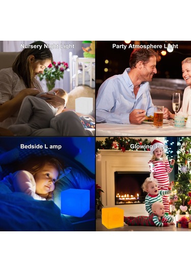 Skycity 10cm Led Kubik Işık: 7 Renkli, Uzaktan Kumandalı, Usb Şarjlı Batarya Dahil Gece Lambası Diğer