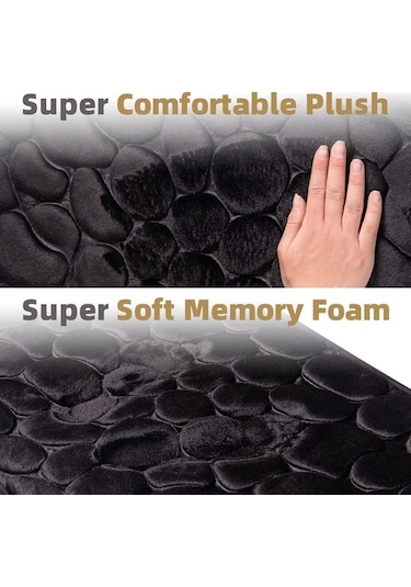 Ulzyvf Yumuşak Hafıza Köpüklü Banyo Paspası - Süper Emici, Kaymaz, Makinede Yıkanabilir Siyah Siyah