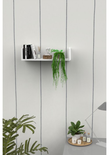 Beyaz Ahşap Dekoratif Duvar Rafı