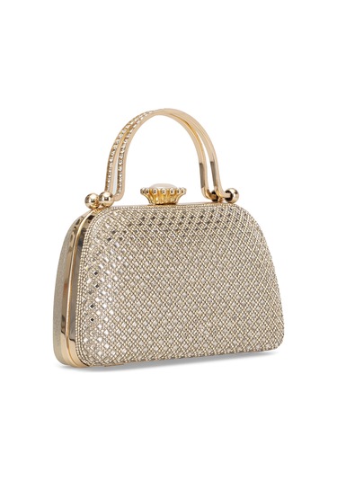 Guja 25kc1289 Kadın Taşlı Kutu Abiye Çanta Altın Altın