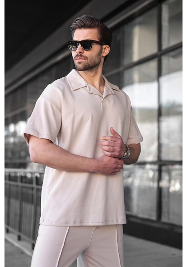 Madmext Taş Rengi Polo Yaka Erkek Alt Üst Takım E7356 Taş Rengi