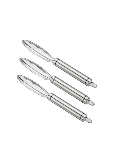 Paslanmaz Çelik Tırtıklı Kolay Çıkarılabilir Balık Pulları Temizleme Fırçası Gümüş