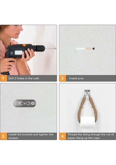 Pazly Tuvalet Kağıtlığı, Kenevir Halat Havluluk Banyo Ve Mutfak İçin Sarı Ruloluk Diğer