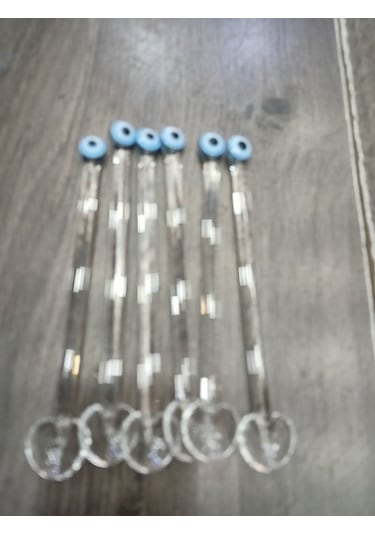 El Yapımı Cam Çay Kaşığı Mavi 12 Adet