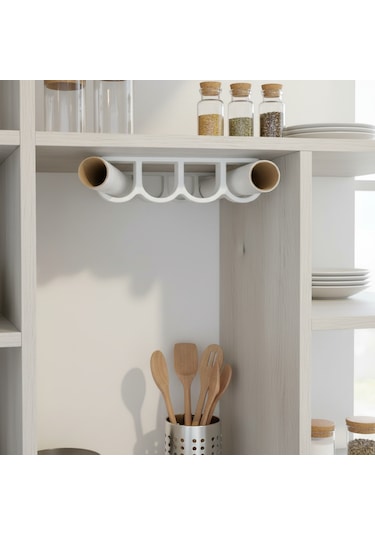 Mutfak Rulo Tutucu 4 Gözlü Pişirme Kağıdı - Alüminyum Folyo Vs Rulolarınızı Düzenler 1 Adet Beyaz