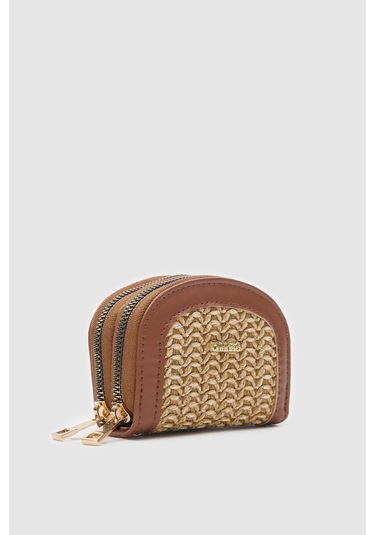 Jefece Taba Hasır Bayan Çanta Cüzdan -Siyah