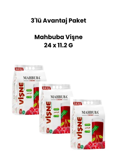 Mahbuba Vişne 3'lü Avantaj Paket Soğuk Veya Sıcak Tüketilebilir Toz İçecek 24 X 11.2 G 11.2 G