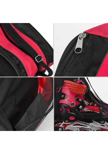 Moveevo Çocuklar İçin Paten Çantası - Pembe, 3 Bölmeli, Geniş Kapasiteli, Aksesuar Saklama Pembe