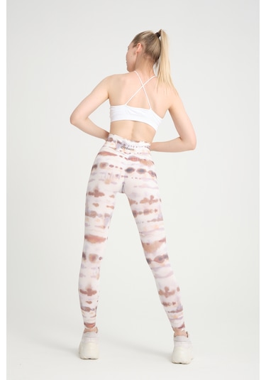 Batik Kalçası Büzgülü Kalça Şekillendirici Pushup Yüksek Bel Topa Beyaz - Kahverengi