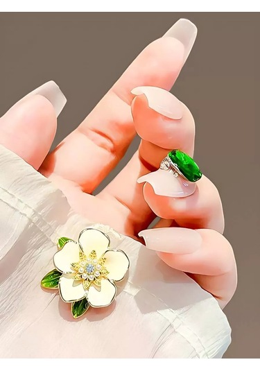 Bijoubijou Kadın Broşları 2'li Paket Çiçek 250613480 Altın Rengi