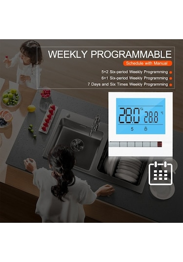 Novahub Akıllı Termostat, Ekranlı Zemin Isıtma Sıcaklık Kontrol Cihazı