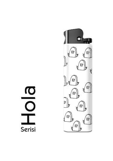 Hola Serisi Tasarım Çakmak Rıp Temalı Çakmak Beyaz