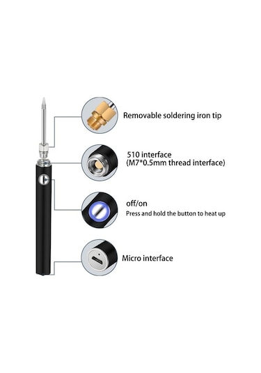 Pazly Taşınabilir Şarjlı Mini Lehim Makinesi - Usb Hızlı Isınma, Değişebilir Uçlar, Dıy & Elektronik Projeler