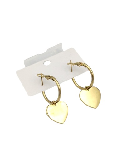 Çelik Desenli Kalp Küpe