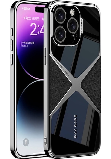 İphone Uyumlu 14 Pro Kılıf Ultra İnce Kamera Korumalı Pc + Deri Arka Yüzey Zore X-pro Kapak-siyah