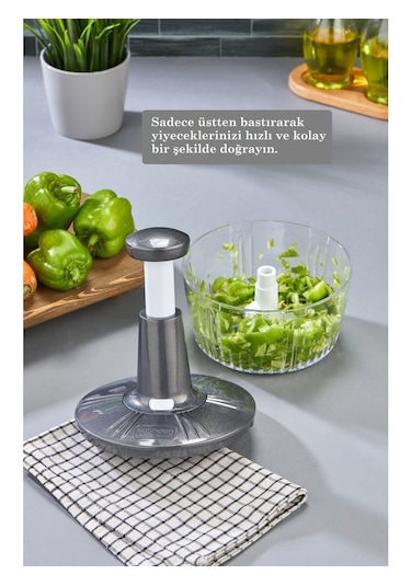 Solingen 3'lü Paslanmaz Çelik Bıçaklı Basmalı El Rondosu Gri-antr Antrasit