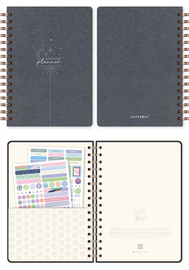 A5 Spiralli Süresiz Planlayıcı Ajanda - Füme Füme