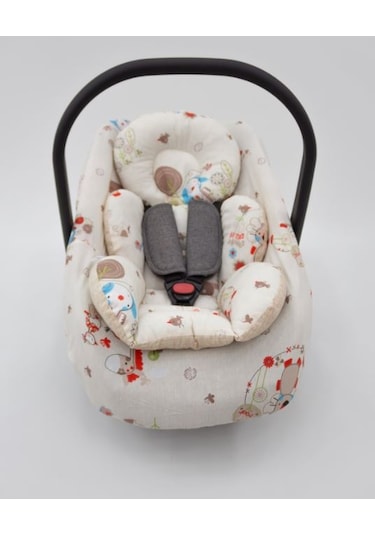 Mordesing Ortopedik Bebek Puset Minderi Pamuklu Kumaş Animal Serisi Beyaz